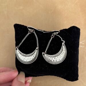 Lucky Brand Silver Half-Moon Drop Earrings
